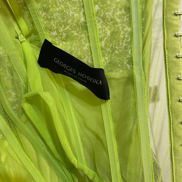 LIKE NEW Evening Gown statement couture neon green by Georges Hobeika - Picture 11 of 13